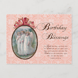 Birthday Blessings Angel Vintage Inspired Postcard