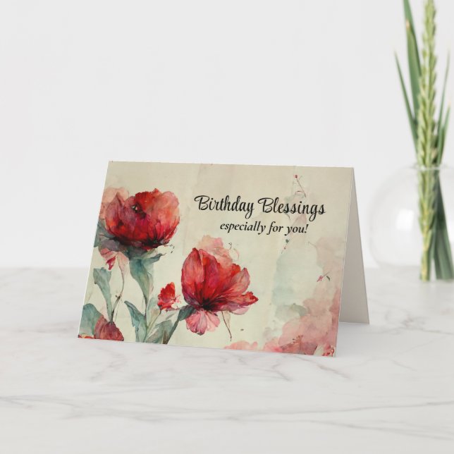 Birthday Blessings Bible Verse Prayer Christian Card (Front)