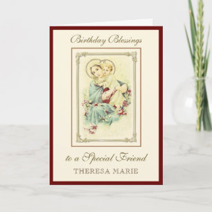 Birthday Blessings Celebration Virgin Mary Jesus  Card