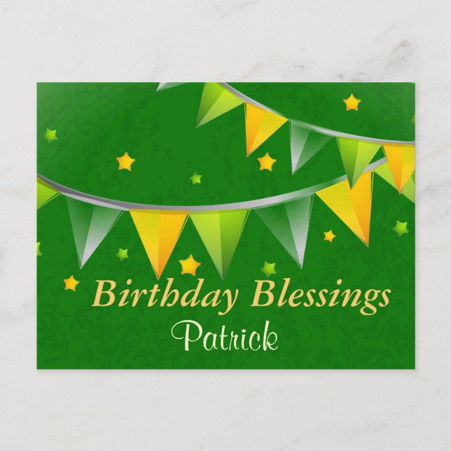 Birthday Blessings Personalised Irish Postcard (Front)