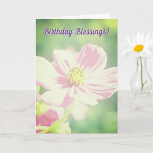 Birthday Blessings Pink Floral Happy Birthday  Card