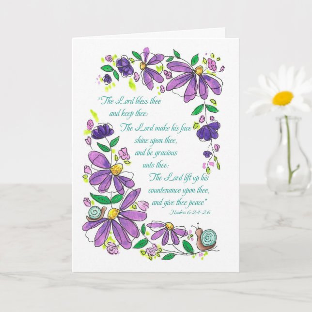 Birthday Blessings Scripture Numbers 6:24-26 Card (Small Plant)