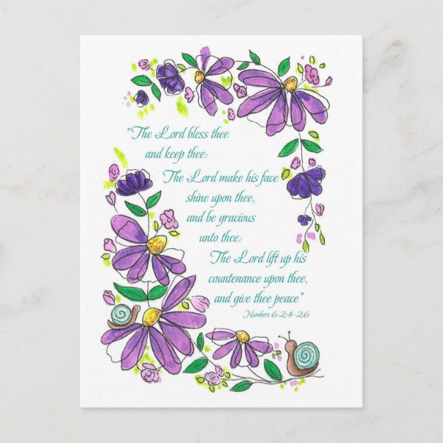 Birthday Blessings Scripture Numbers 6:24-26 Postcard (Front)