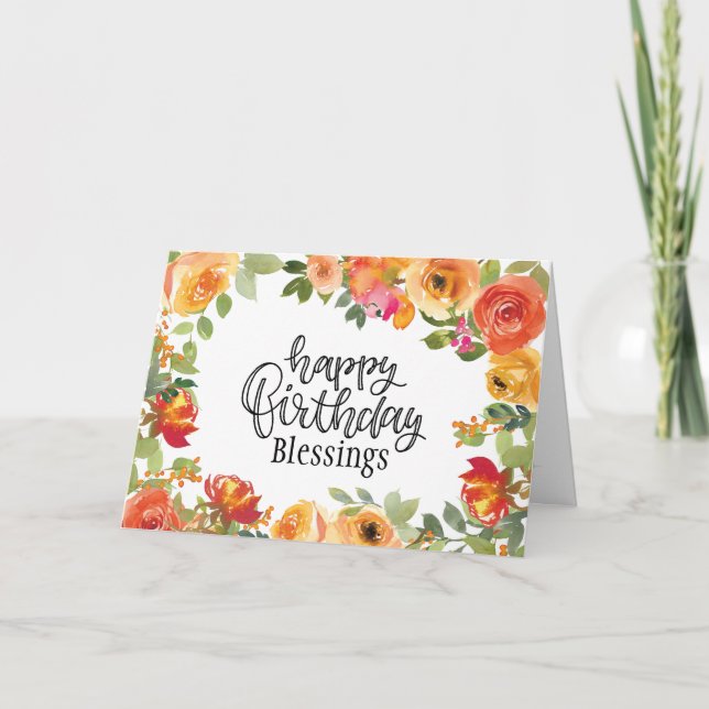 Birthday Blessings The Lord Bless You Floral  Card (Front)