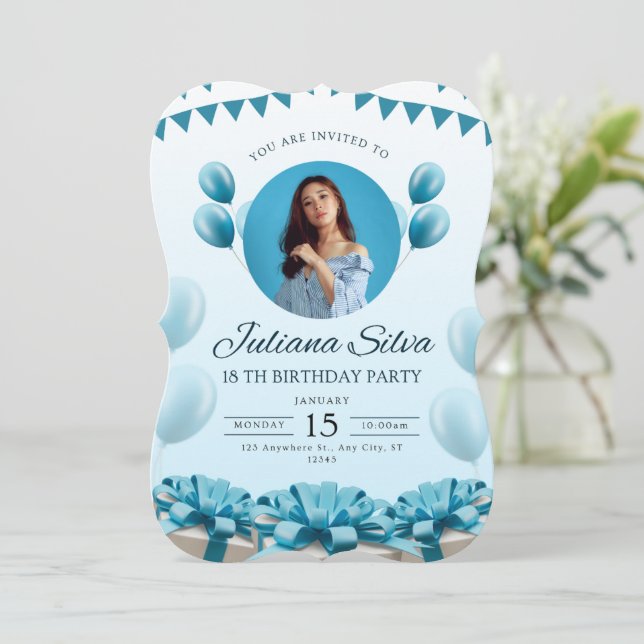 Birthday Bliss – Clean and cheerful invitation  (Standing Front)