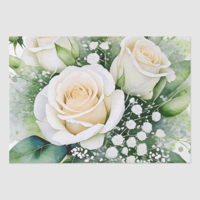 Birthday Bliss White Rose Tissue Paper (Front)