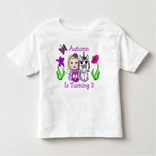 Birthday Blonde Fairy and Unicorn Age and Name Toddler T-Shirt