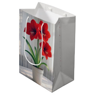 Birthday Blooming Red Amaryllis Medium Gift Bag
