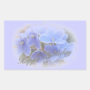 Birthday Blue African Violets Rectangular Sticker