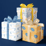 Birthday Blue and Orange Floral Wrapping Sheets<br><div class="desc">Celebrate a special birthday with these lovely personalised blue and orange wrapping paper sheets!</div>