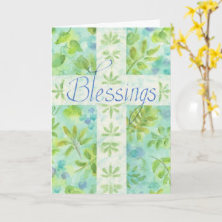 Birthday Blue Blessings Cross Greeting Card