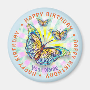 Birthday Blue Butterfly  Magnet