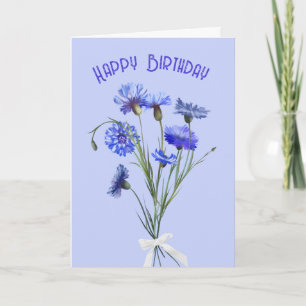 Birthday Blue Cornflower Bouquet Card