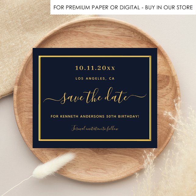 Birthday blue gold budget save the date flyer (Creator Uploaded)