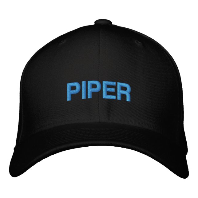 Birthday Blue Piper Typography Simple Aviation  Embroidered Hat (Front)