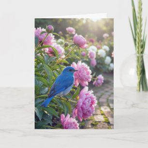 Birthday Bluebird On a Pink Peony Card