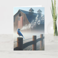 Birthday Bluebird Singing In Morning Mist