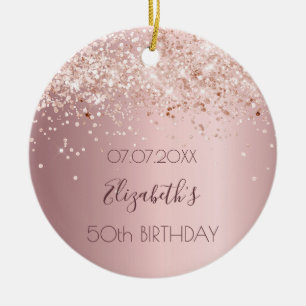Birthday blush pink confetti ceramic tree decoration