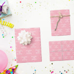 Birthday blush pink name script wrapping paper sheet<br><div class="desc">A blush pink coloured background,  white text. Personalise and add a name and age.  A modern hand lettered style script.</div>