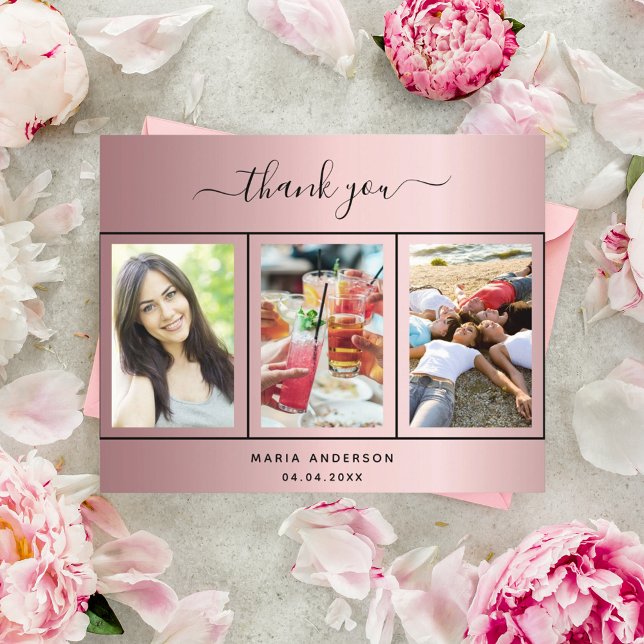 Birthday blush pink photo thank you card (Creator Uploaded)