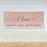 Birthday Blush Pink Rose Gold Glitter Girly Banner<br><div class="desc">30th Birthday Party Rose Gold - Blush Pink Faux Foil Metallic Sparkle Glitter Brushed Metal Monogram Name Party Banner. This makes the perfect sweet 16 birthday,  15th,  18th,  21st,  30th,  40th,  50th,  60th,  70th,  80th,  90th,  100th party supplies for someone that loves glam luxury and chic styles.</div>