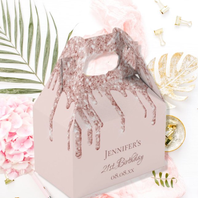 Birthday blush pink rose gold monogram favour box (Creator Uploaded)