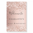 Birthday blush rose gold confetti welcome