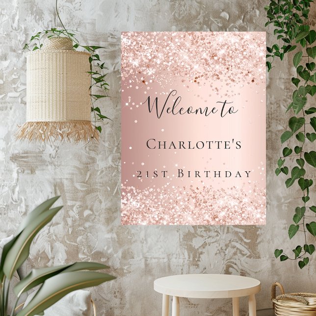 Birthday blush rose gold pink welcome  poster (Creator Uploaded)