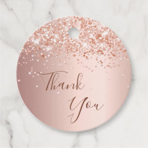 Birthday blush rose gold thank you favour tags