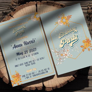 Birthday bohemian groovy style b-day idea invitation