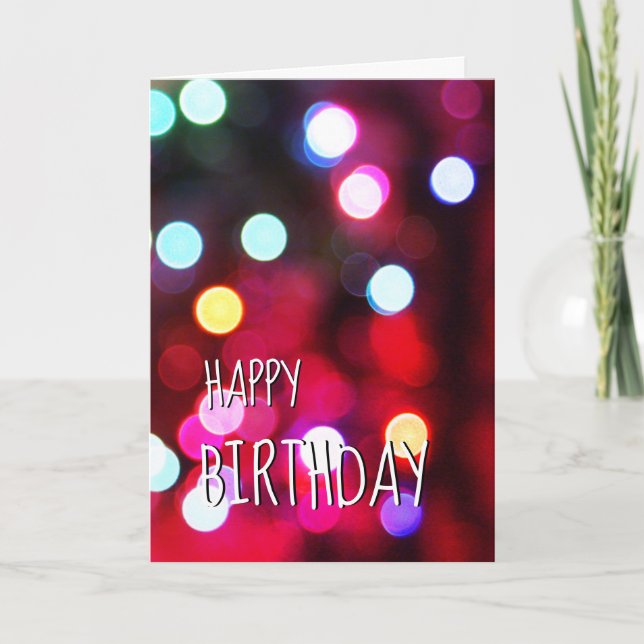 Birthday Bokeh Party Lights Card (Front)