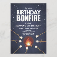 Birthday Bonfire Campout Cookout Party invitation