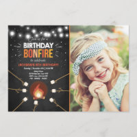Birthday Bonfire Campout Cookout Party invitation