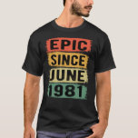 Birthday Born In June 1981 T-Shirt<br><div class="desc">Birthday in June Born in 1981</div>