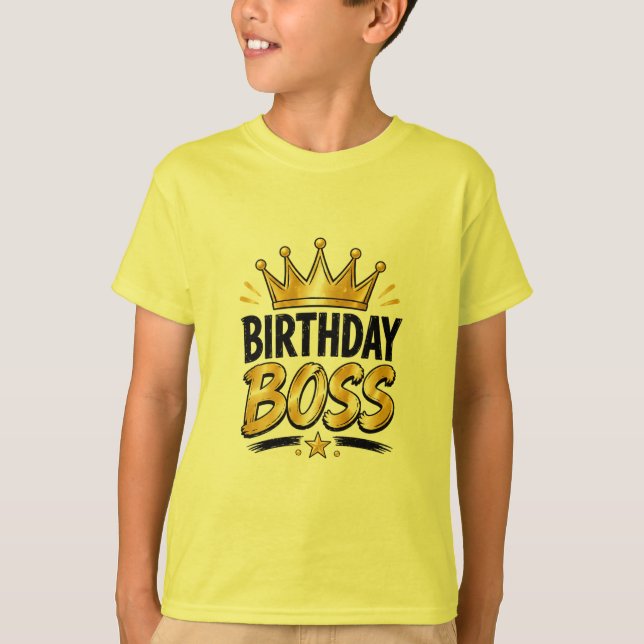 Birthday Boss Graphic Tee for Teens  Fun Crown tee (Front)