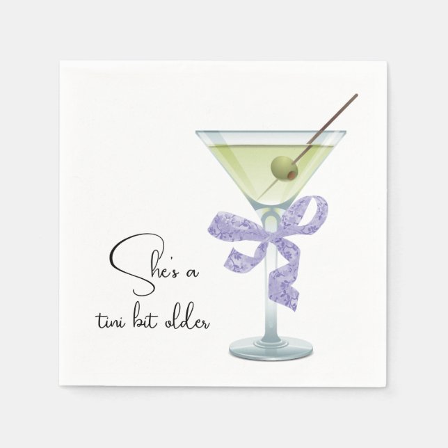 Birthday Bow on a Martini Cocktail Napkin (Front)