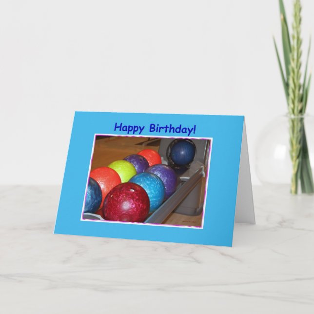Birthday Bowling Balls Card (Front)