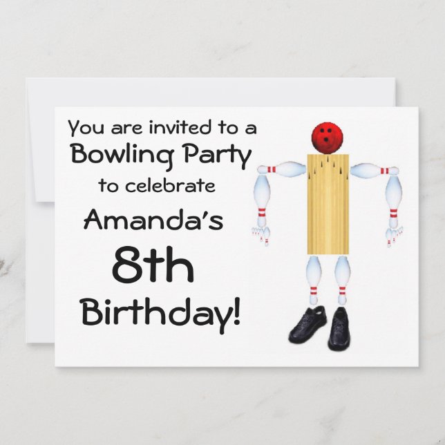 Birthday Bowling Party Invitation (Front)