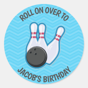 Birthday Bowling Party Roll On Over Sticker