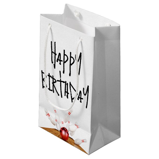 Birthday Bowling Strike Small Gift Bag (Front Angled)