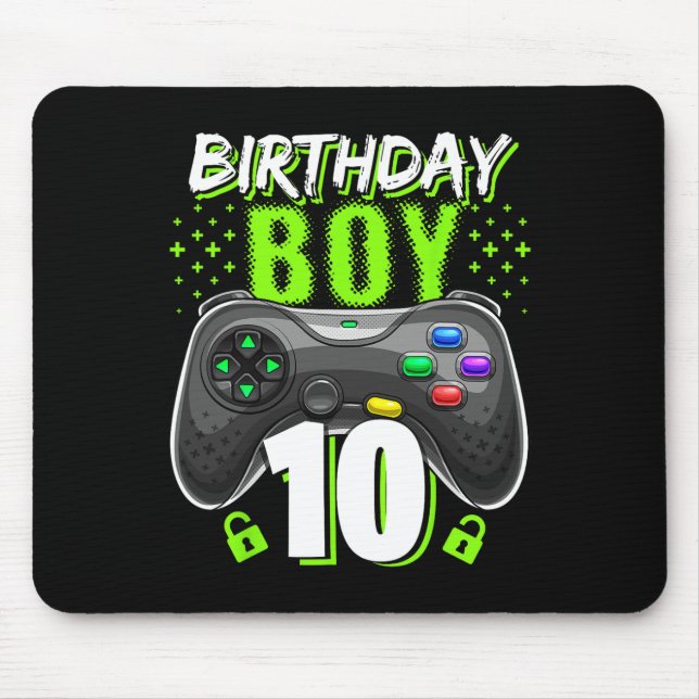 Birthday Boy 10 Video Game Controller Gamer 10th B Mouse Pad (Front)