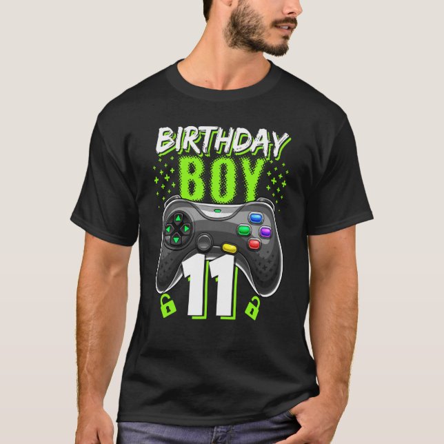 Birthday Boy 11 Video Game Controller Gamer 11th B T-Shirt (Front)