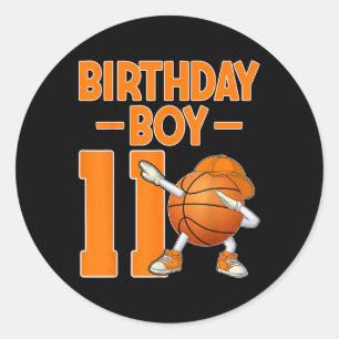 Birthday Boy 11 Years Old Dabbing Basketball 11th  Classic Round Sticker