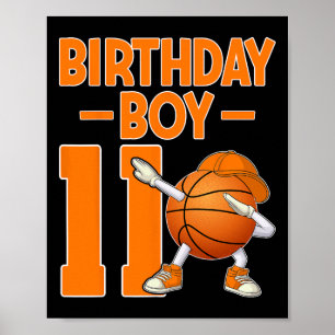 Birthday Boy 11 Years Old Dabbing Sketll 11th Birt Poster