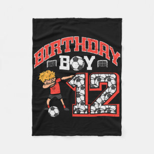 Birthday Boy 12 Soccer Dab 12th Year Old Bday Spor Fleece Blanket