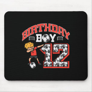 Birthday Boy 12 Soccer Dab 12th Year Old Bday Spor Mouse Pad