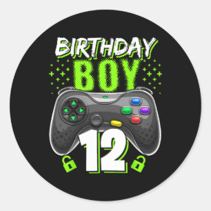 Birthday Boy 12 Video Game Controller Gamer 12th B Classic Round Sticker