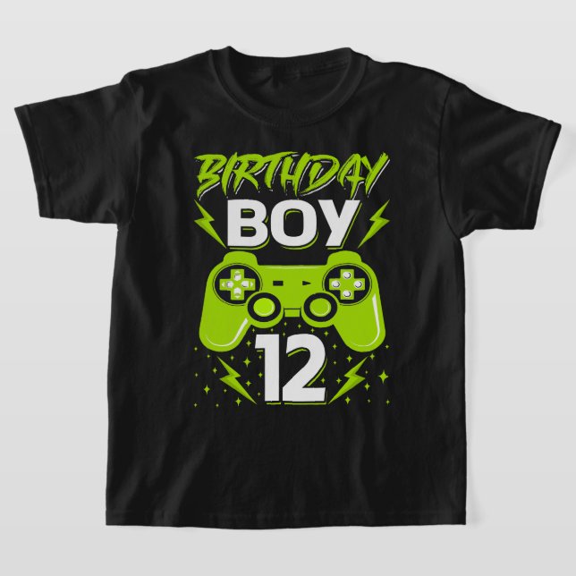 Birthday Boy 12 Video Game Controller Gamer 12th B T-Shirt (Laydown)