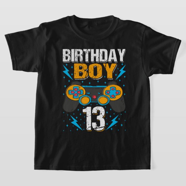 Birthday Boy 13 Video Game Controller Gamer 13th B T-Shirt (Laydown)