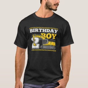 Birthday Boy 2Nd Birthday Excavator Construction 2 T-Shirt